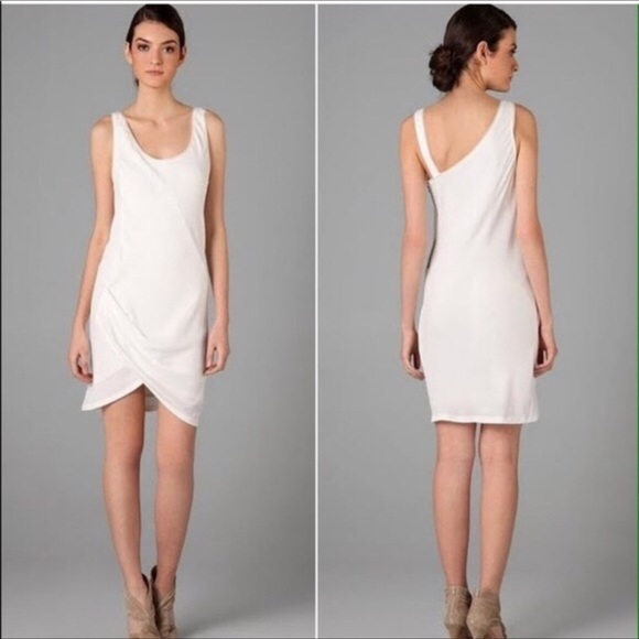 Helmut Lang Dresses & Skirts - Helmut Lang Relic Side Twist Zipper Mini Dress 4 Silk Off White Chiffon